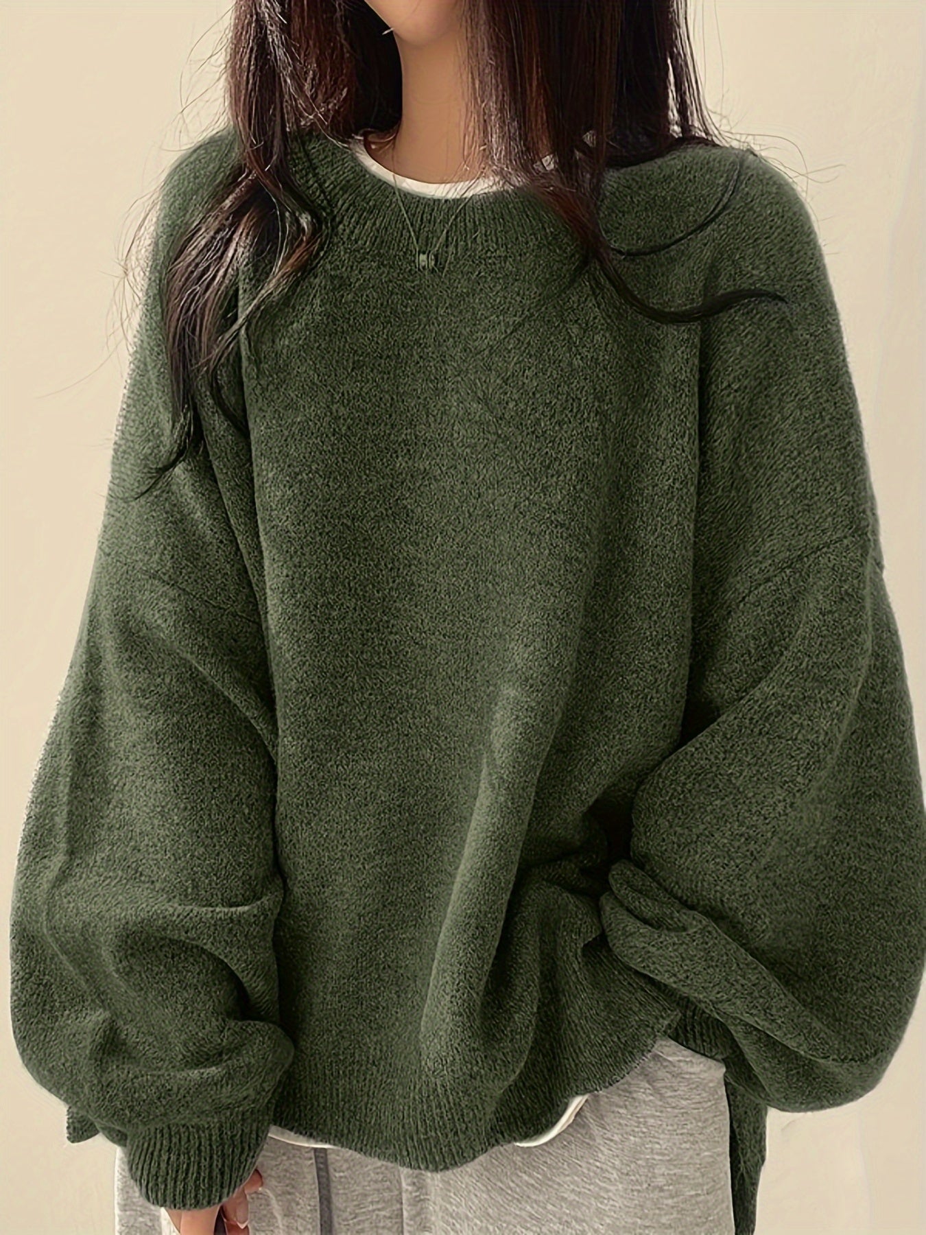 Women’s Casual Split Hem Long Sleeve Pullover Sweater