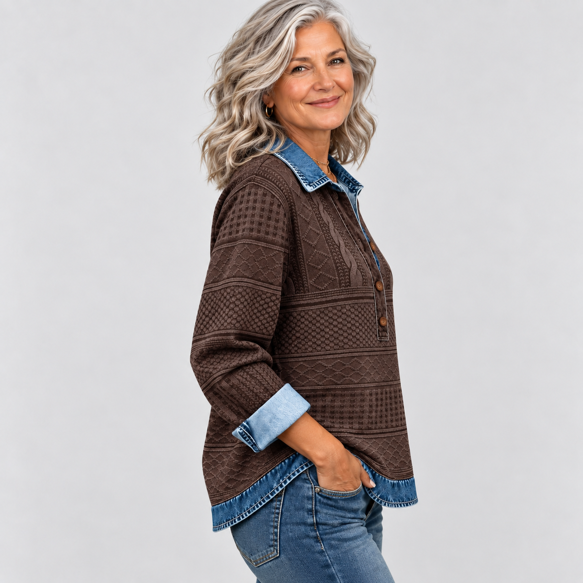 Azalea - Vintage Cable Knit Collared Jumper