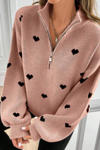 Cassia | Heart Half-Zip Sweater