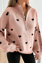 Cassia | Heart Half-Zip Sweater