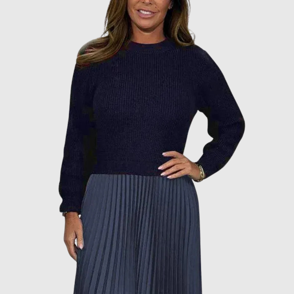 Women’s Two Piece Pleated Maxi Dress And Sweater Set
