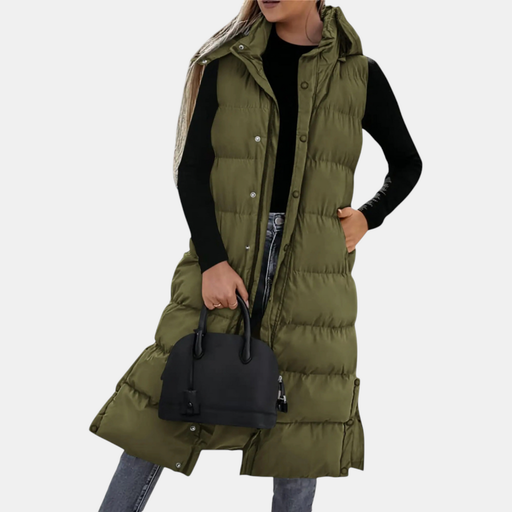 Women’s Quilted Hooded Longline Puffer Vest