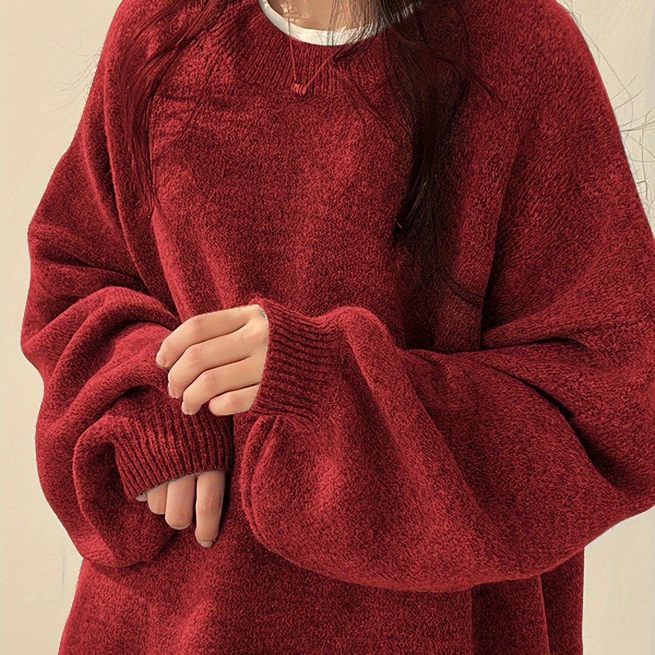 Women’s Casual Split Hem Long Sleeve Pullover Sweater