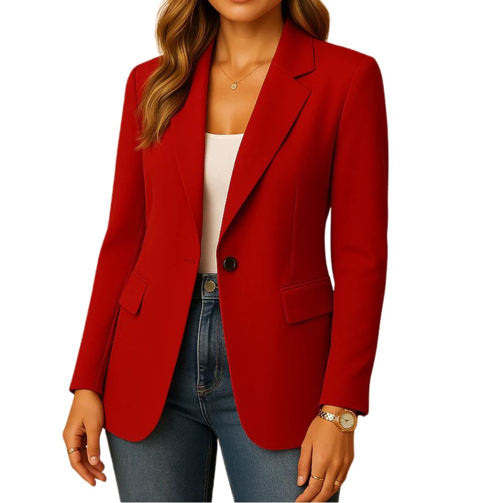 Womens Stretch Blazer with Notched Lapel and Single-Button Closure, Machine Washable