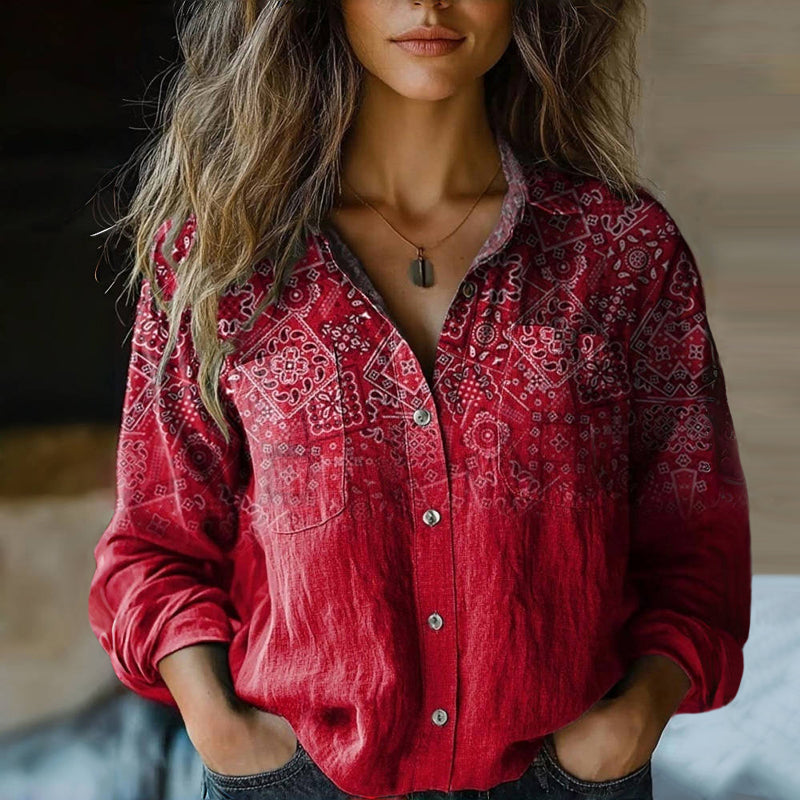 Women’s Vintage Boho Print Blouse