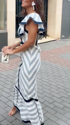 Women’s Retro Striped Maxi Dress