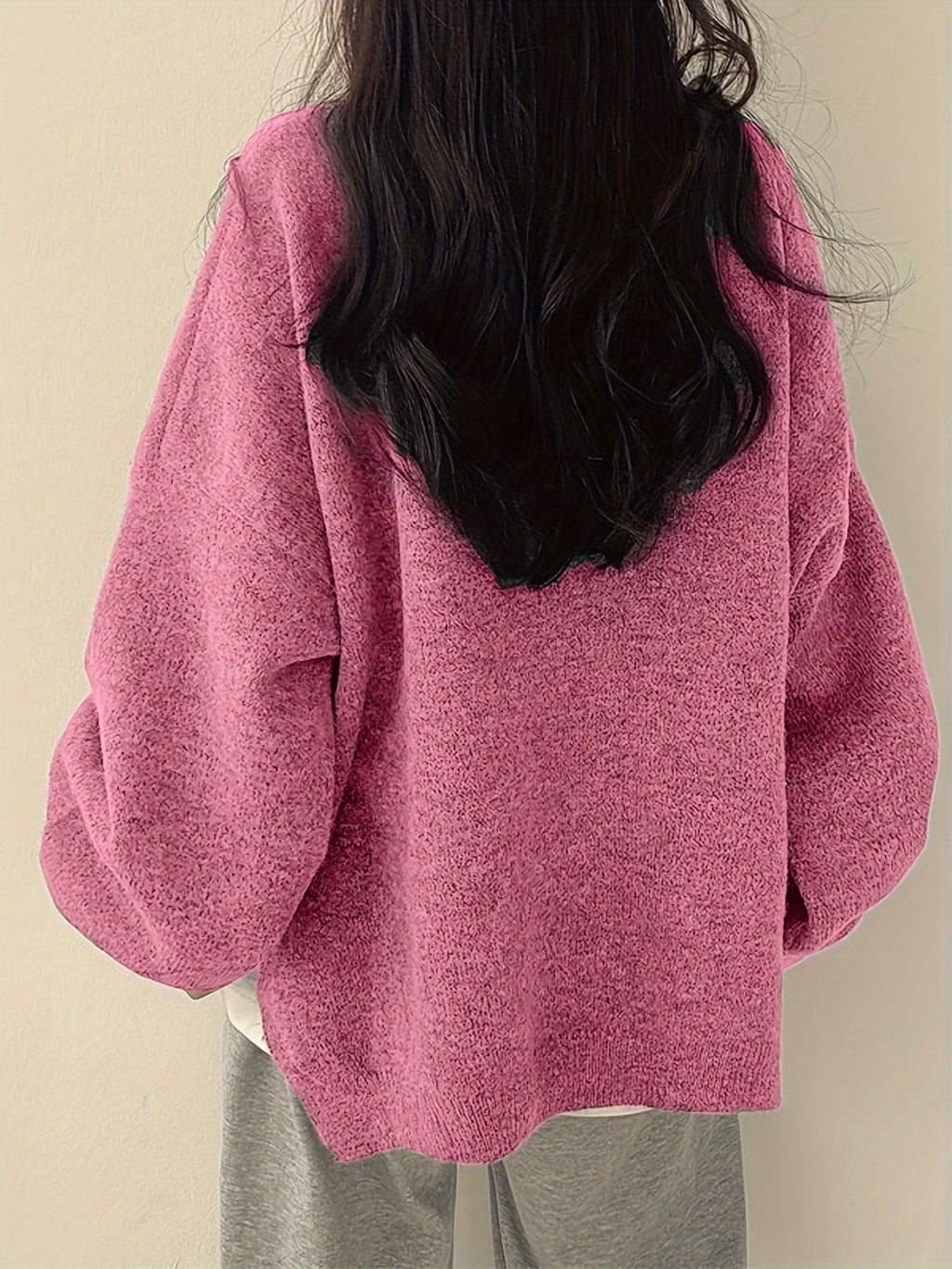 Women’s Casual Split Hem Long Sleeve Pullover Sweater