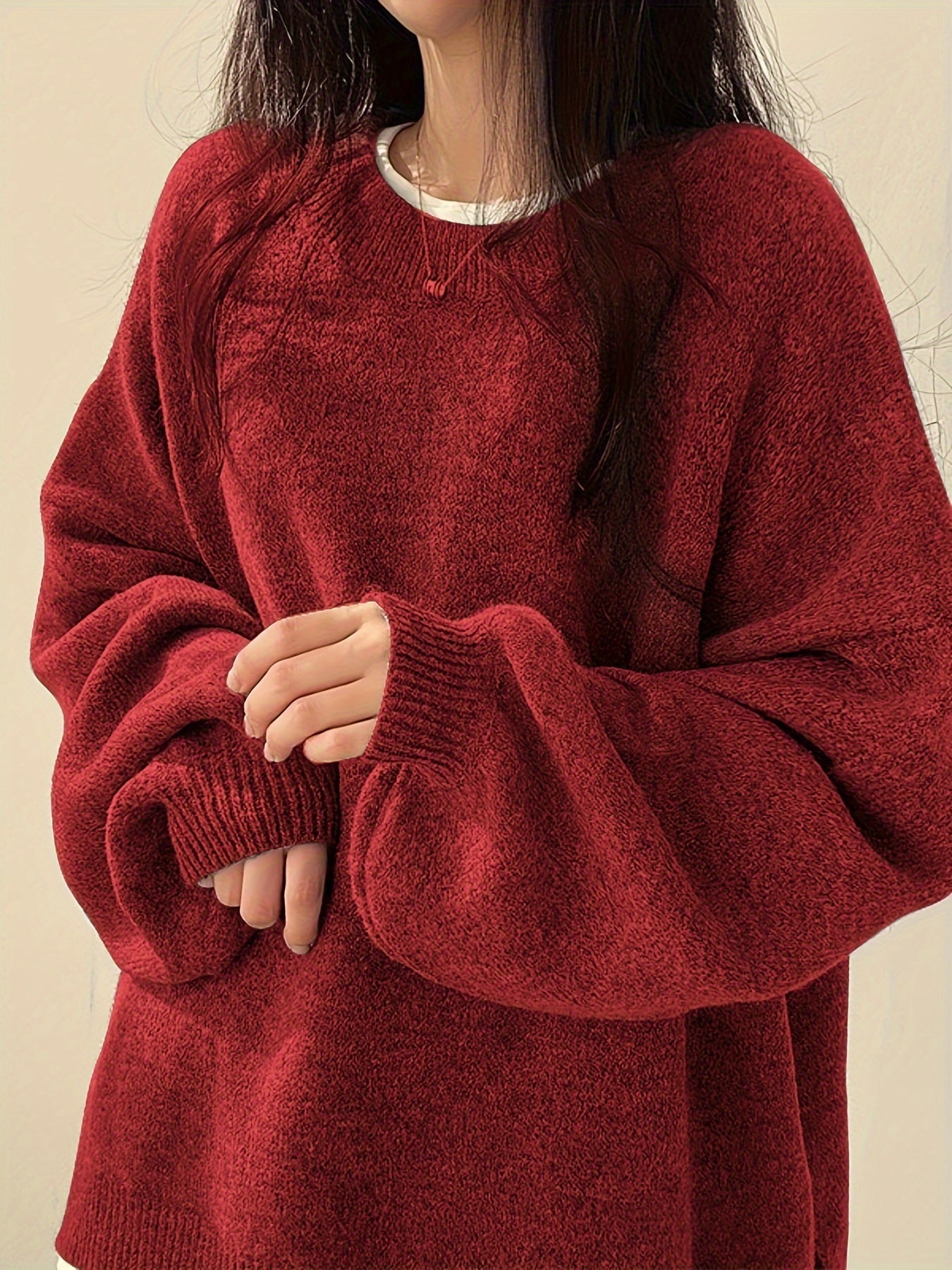 Women’s Casual Split Hem Long Sleeve Pullover Sweater