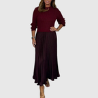 Women’s Two Piece Pleated Maxi Dress And Sweater Set