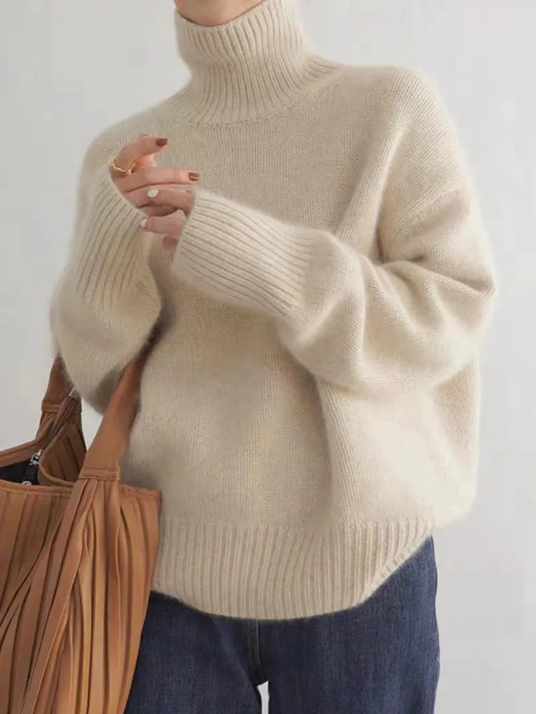 Women’s Ribbed High-Neck Sweater