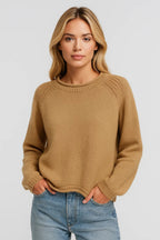 Women’s Soft Knit Crew Neck Shoulder-Detail Sweater