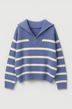 Women’s Half Zip Striped Knit Sweater