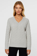 Women’s V-Neck Cable-Knit Sweater