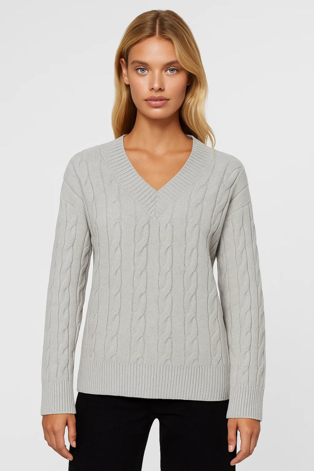 Women’s V-Neck Cable-Knit Sweater