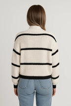 Women’s Ribbed Striped Mock Neck Sweater