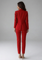 Women's Double-Breasted Blazer Set with Buttons for Office Wear
