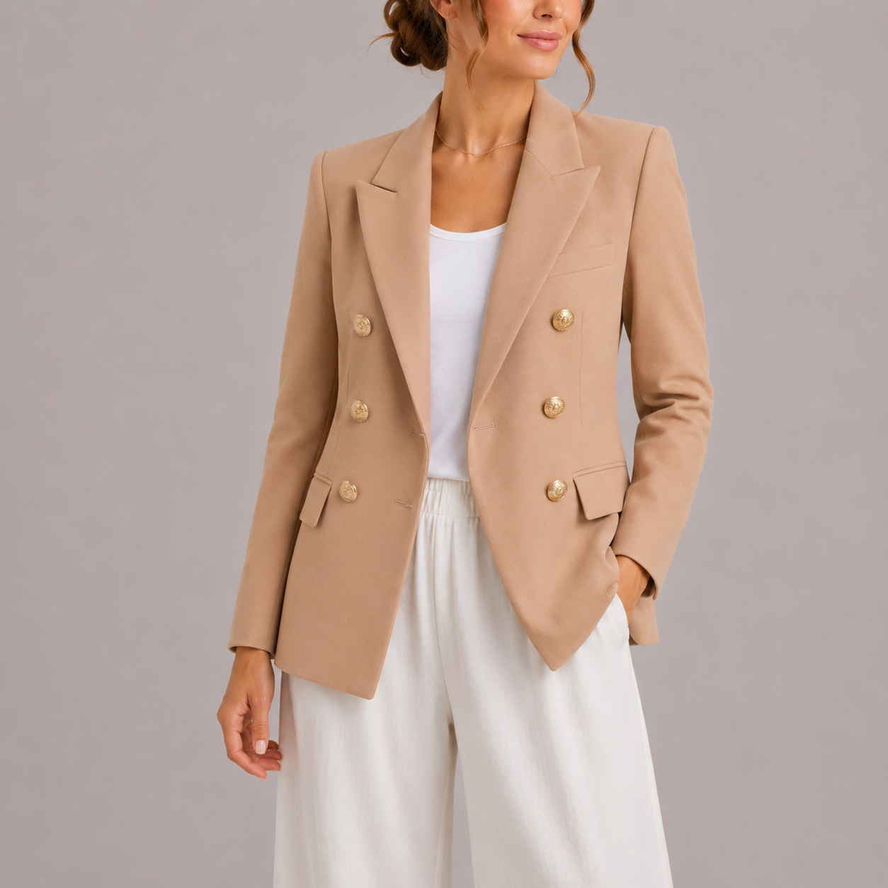Women's Double Breasted Gold Button Blazer