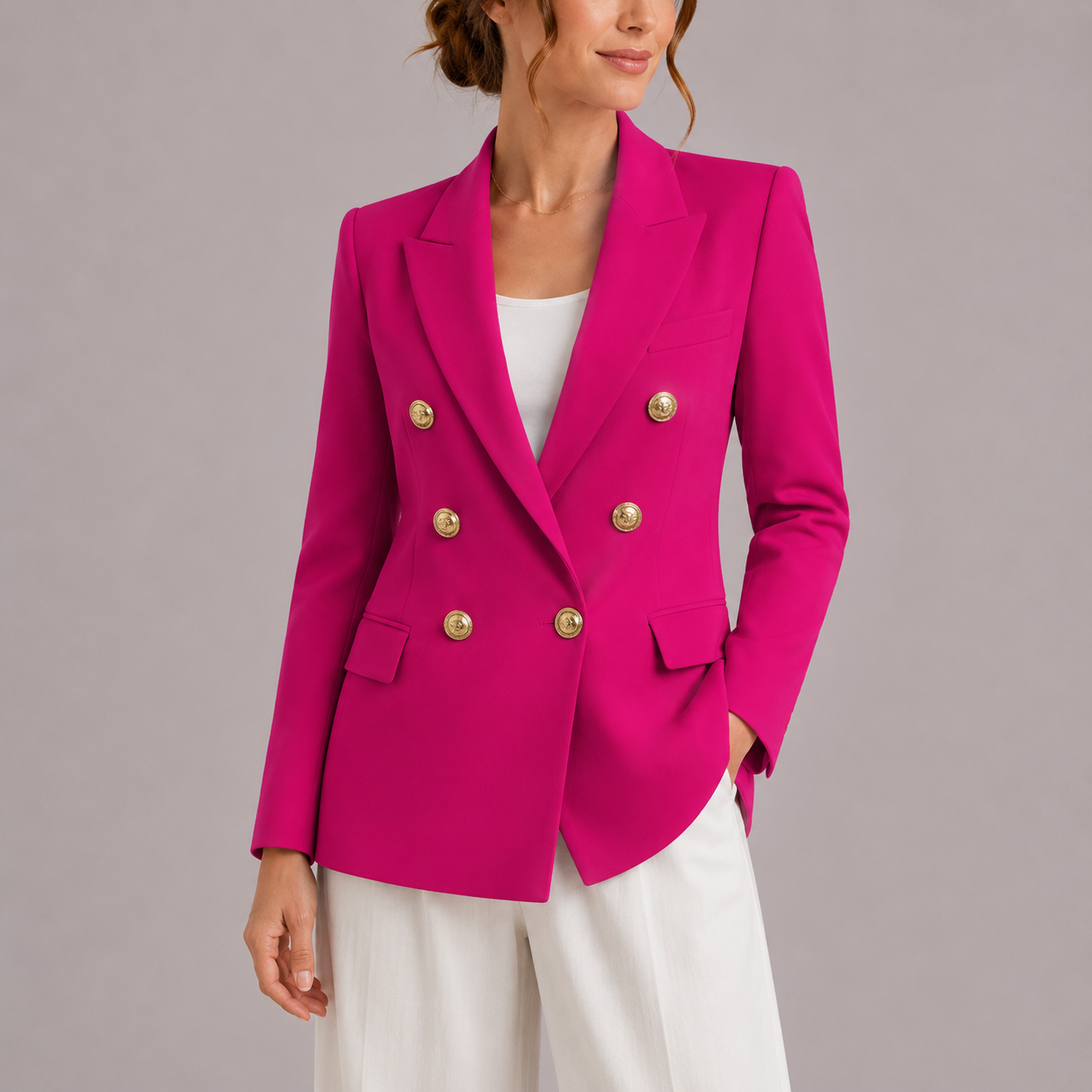 Women's Double Breasted Gold Button Blazer