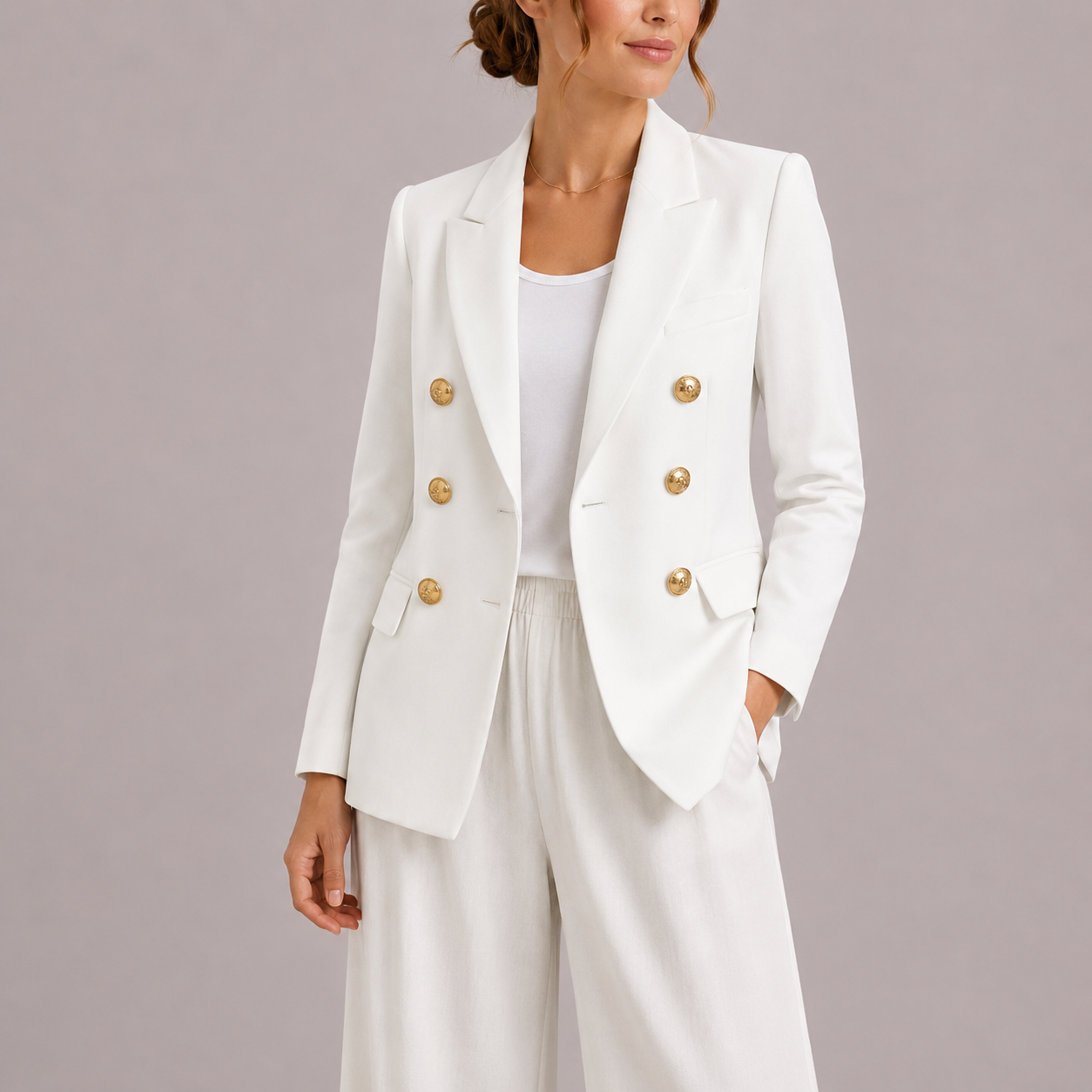 Women's Double Breasted Gold Button Blazer