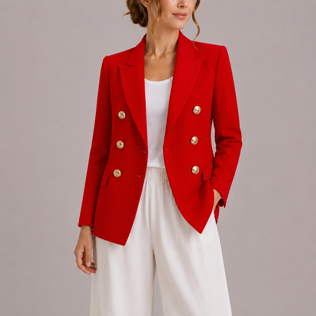 Women's Double Breasted Gold Button Blazer