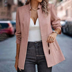 Amara | Women's Chic Textured Blazer with Soft Pink Hue
