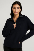 Women’s Waffle-Knit Zip-Collar Sweater