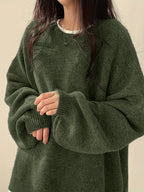 Women’s Casual Split Hem Long Sleeve Pullover Sweater