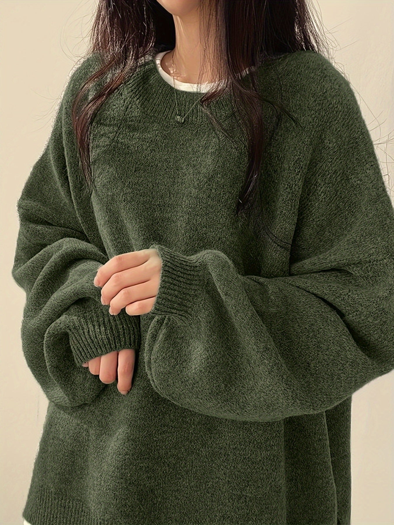 Women’s Casual Split Hem Long Sleeve Pullover Sweater