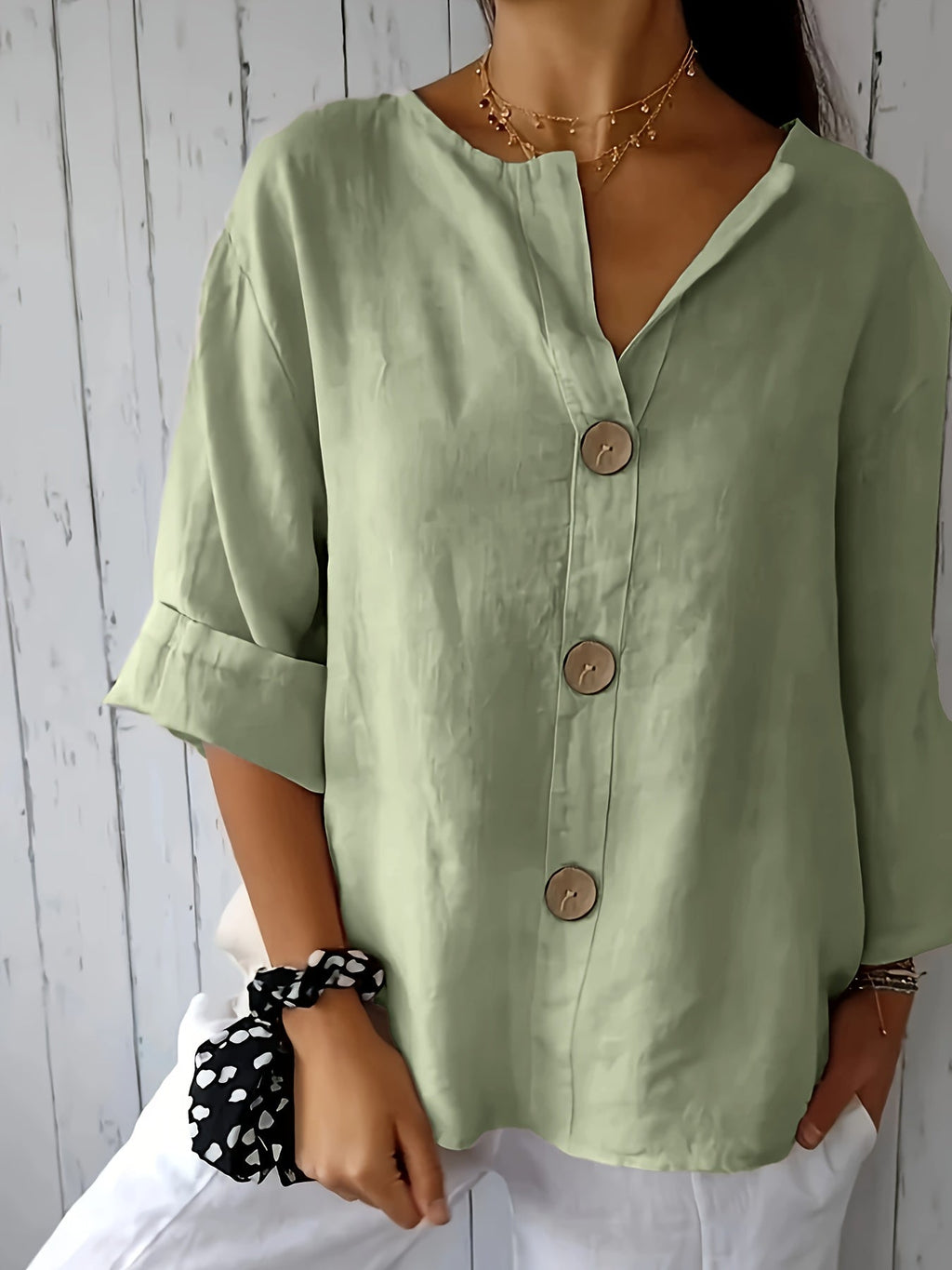Women’s Relaxed Button-Front Blouse