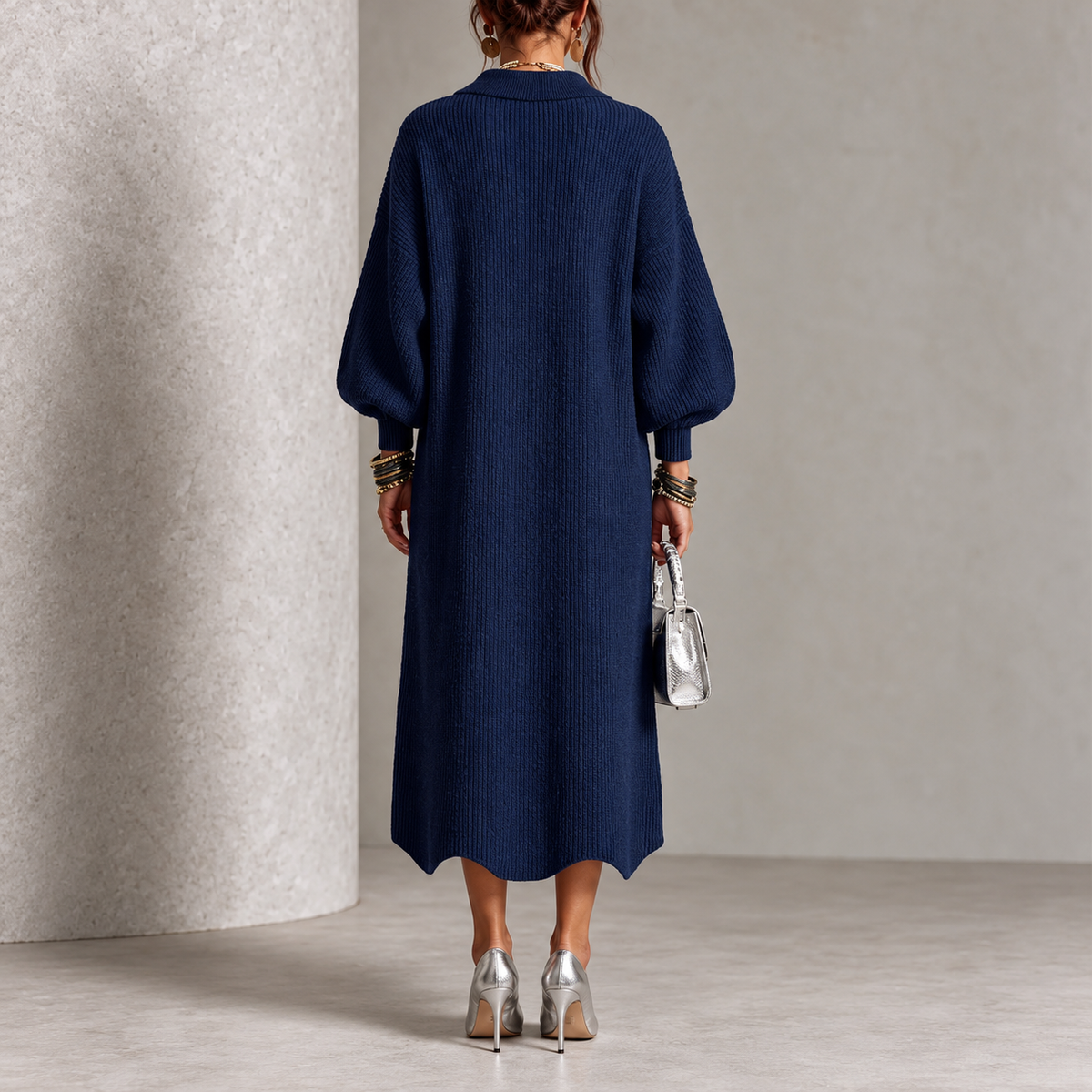 Evelyn | Elegant Button Knit Dress
