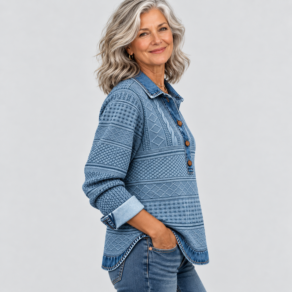 Azalea - Vintage Cable Knit Collared Jumper