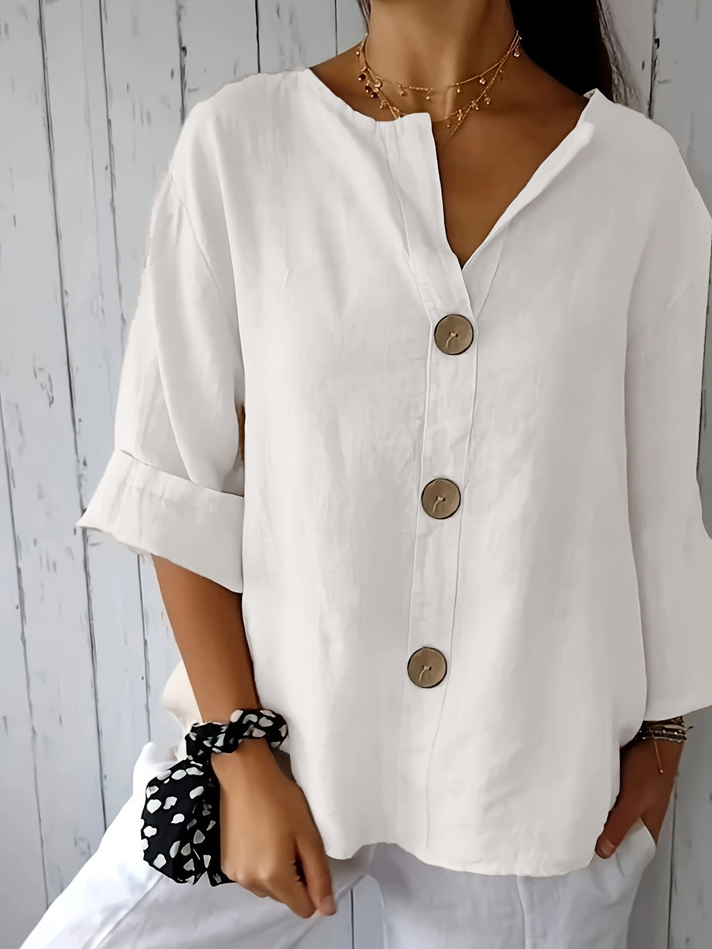Women’s Relaxed Button-Front Blouse