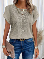 Women’s Embroidered Ruffle V Neck Top