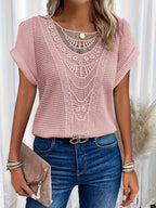 Women’s Embroidered Ruffle V Neck Top