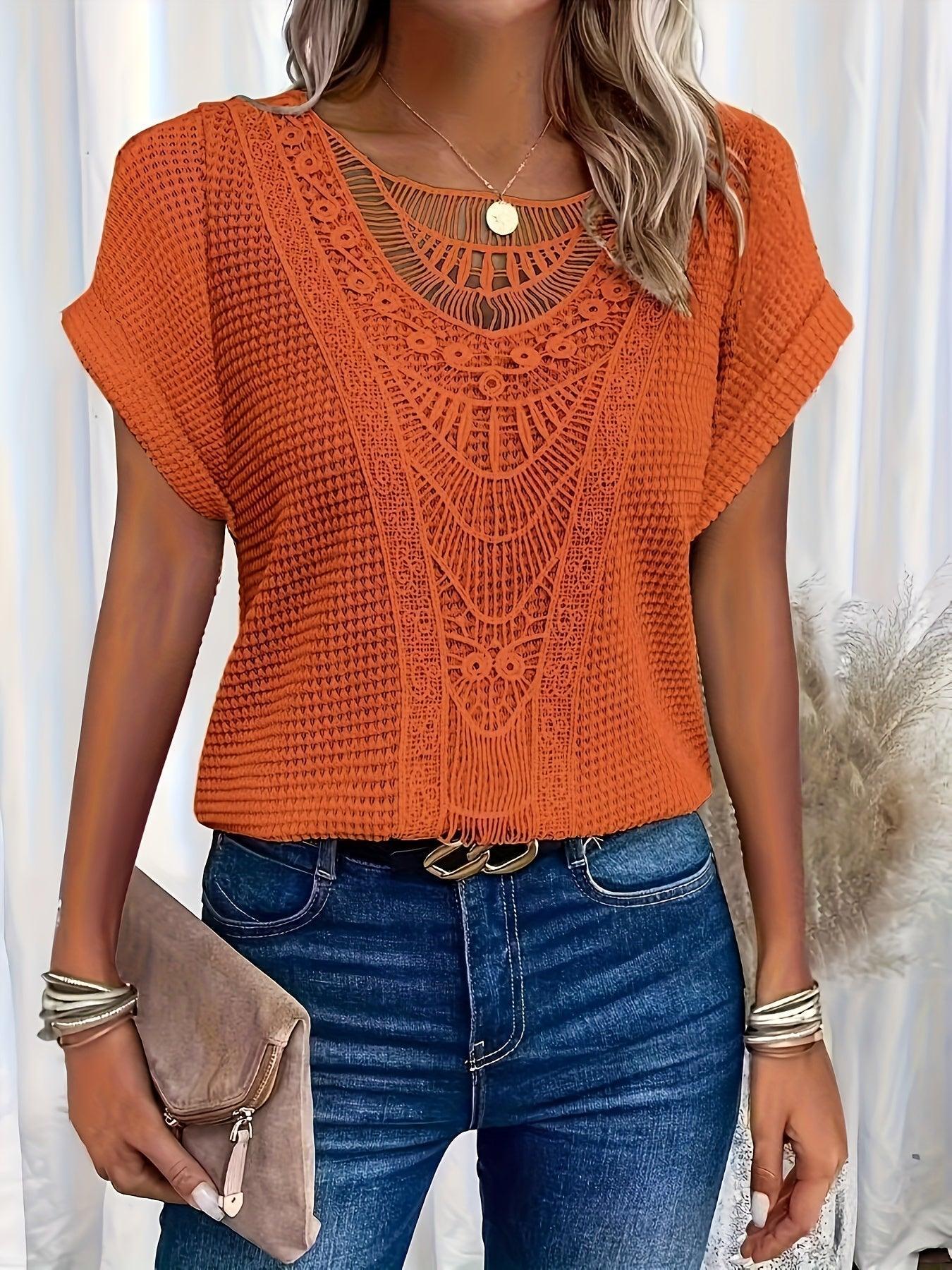 Women’s Embroidered Ruffle V Neck Top
