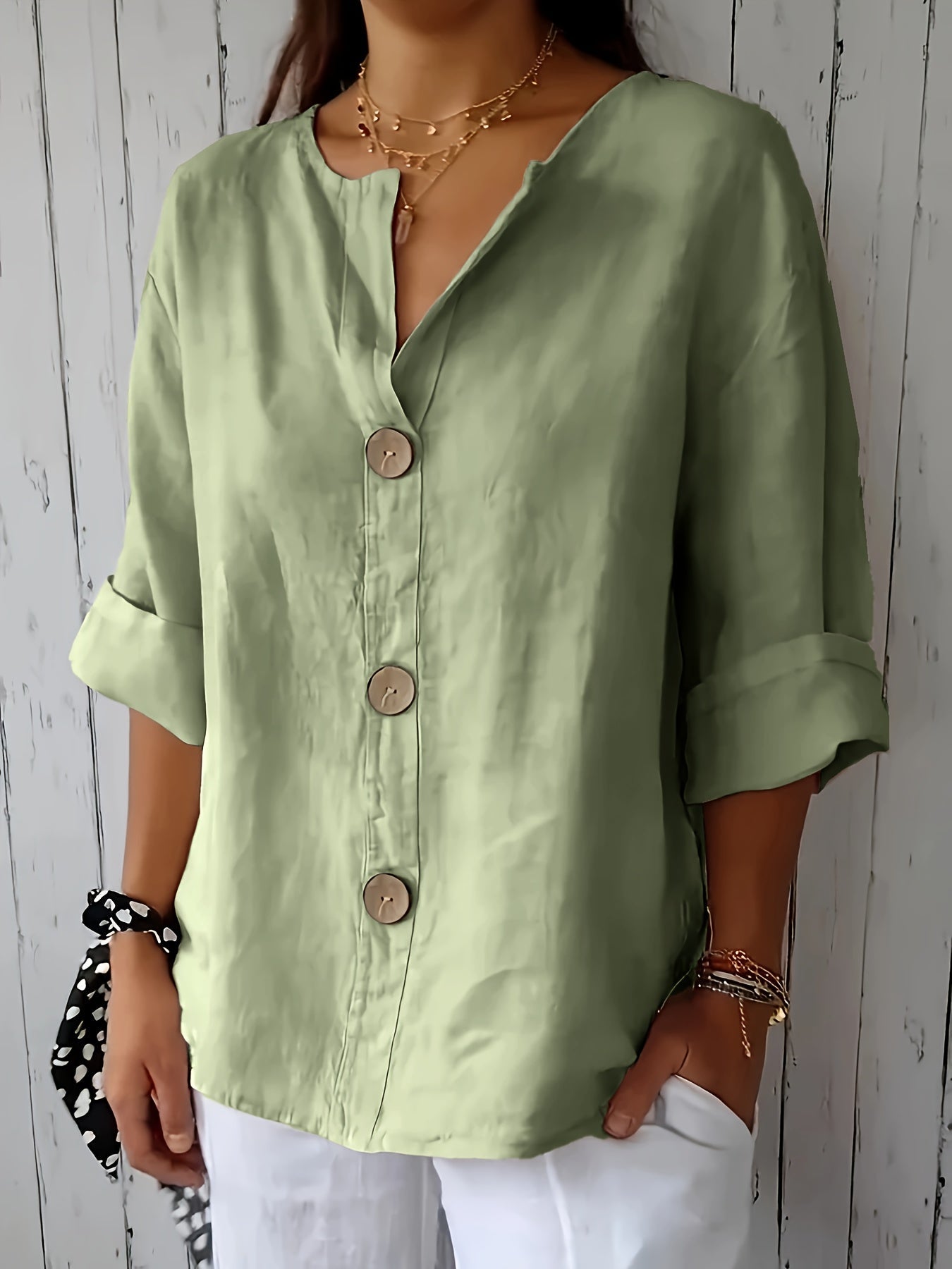 Women’s Relaxed Button-Front Blouse