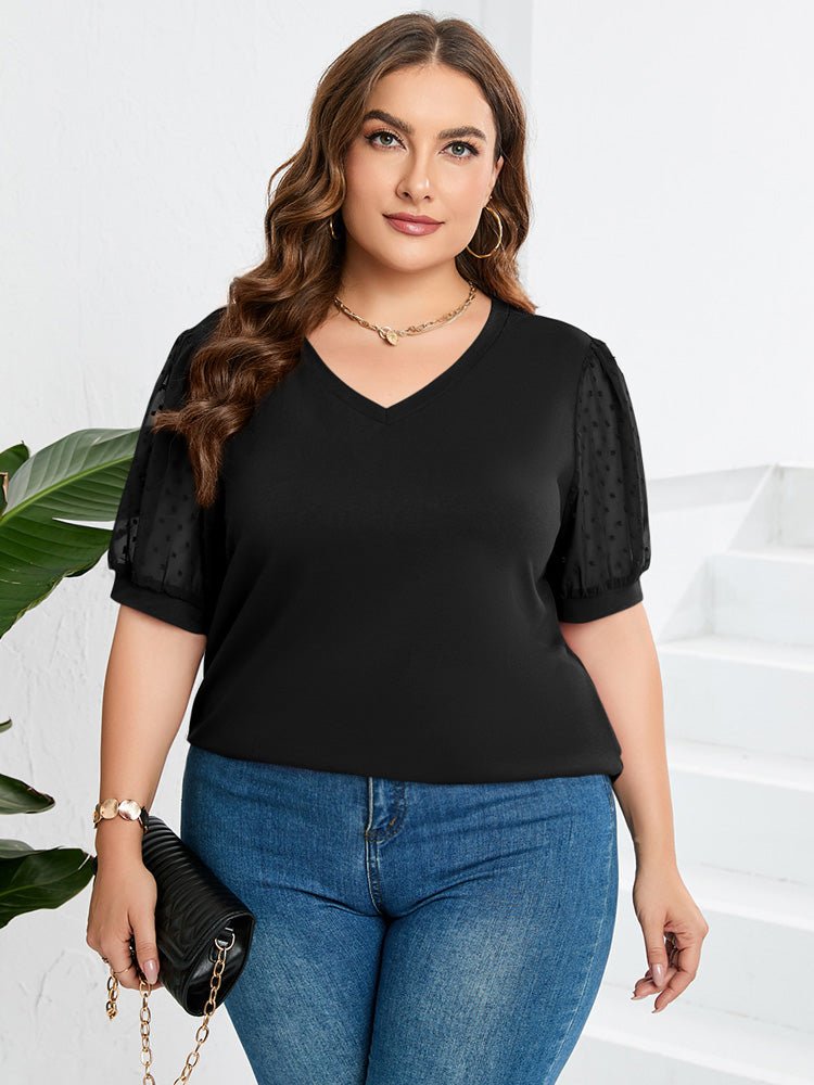 Women’s Puff Sleeve V Neck Top